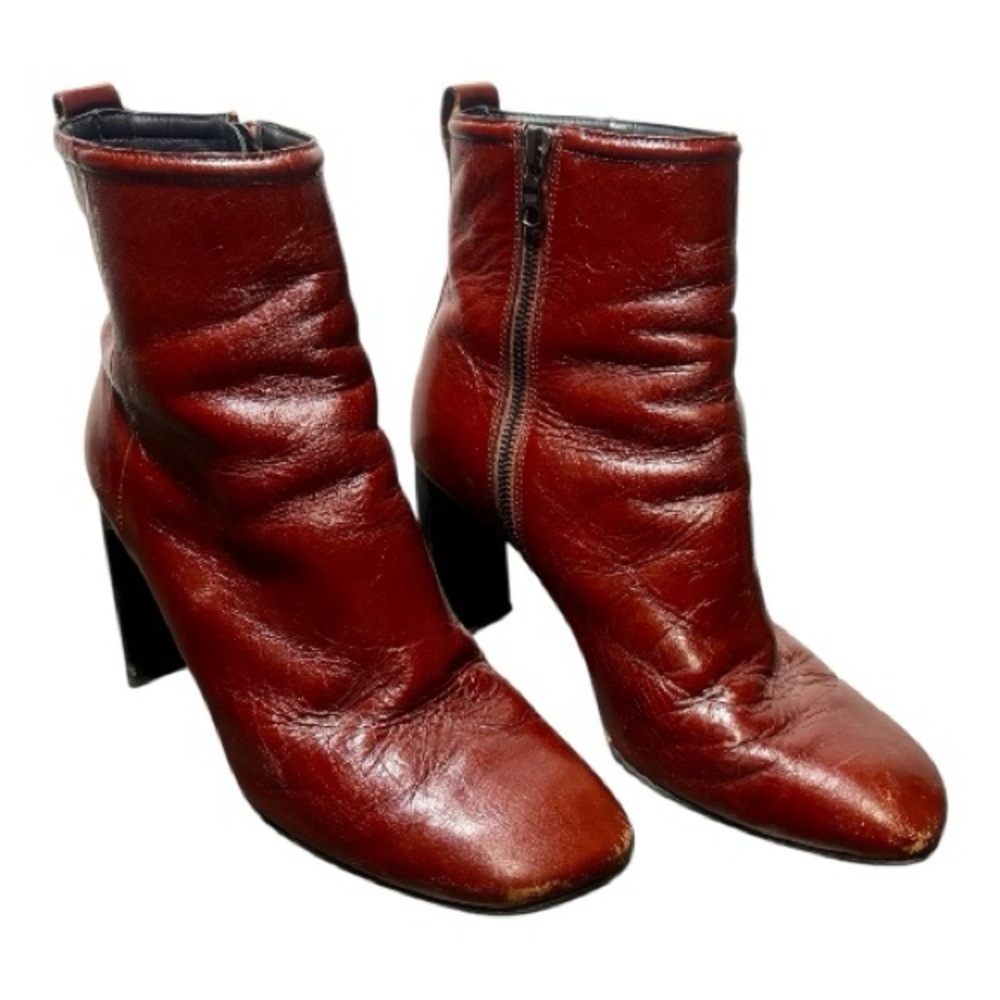 RAG & BONE Ellis Mahogany Leather Ankle Boots